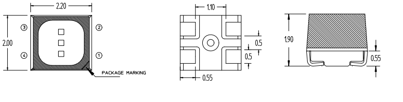 Mechanical Drawing - Broadcom ASMB Tricolor LEDs